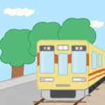 走行中の電車 (朝・始発)